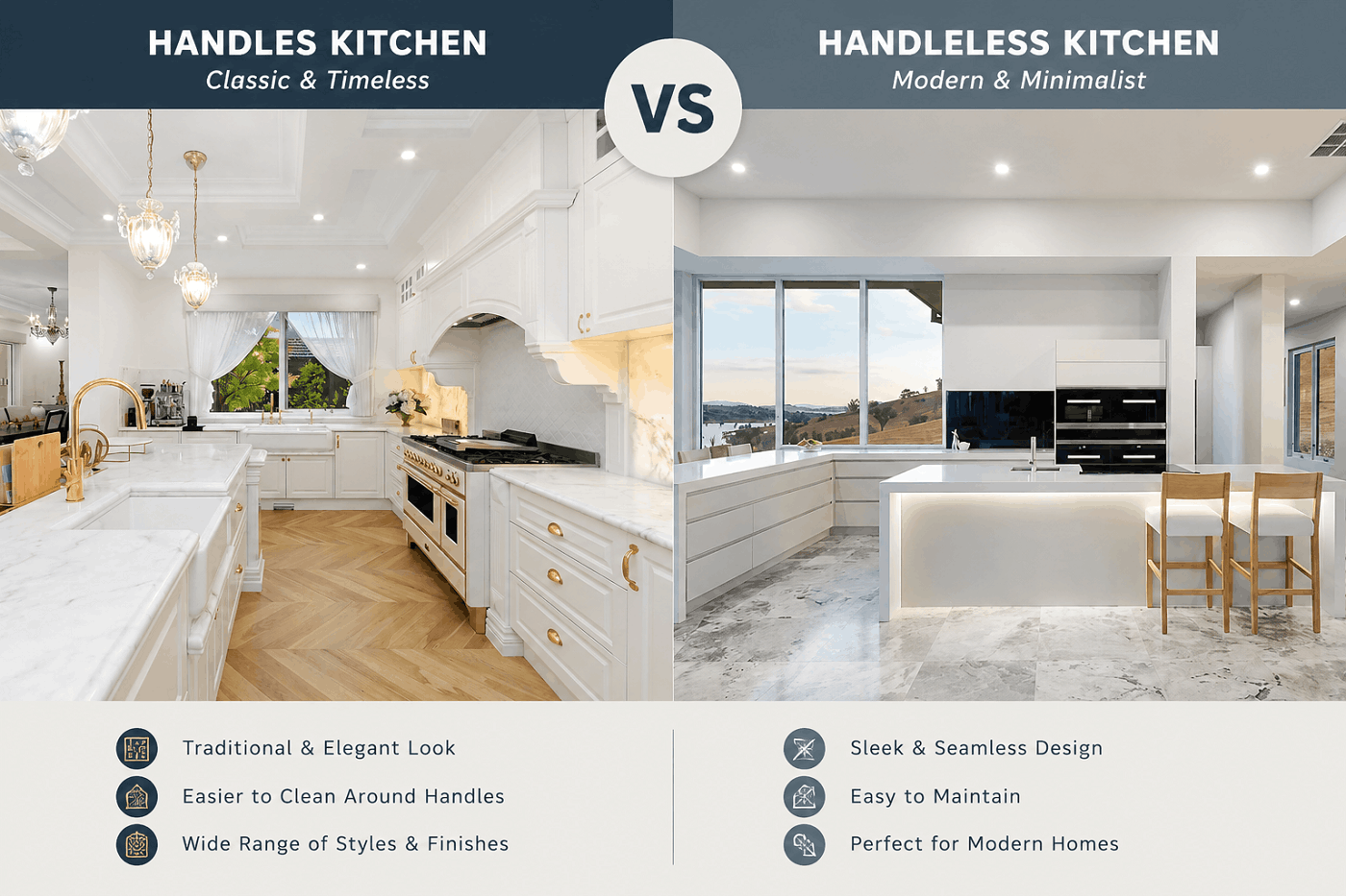 Handleless vs Handles - Attila Kitchens